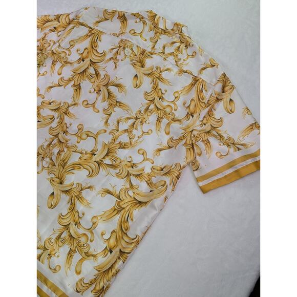Gold Baroque Style Print Short Sleeve Sport Shirt Size 3XL by Cigar Couture - Picture 11 of 12